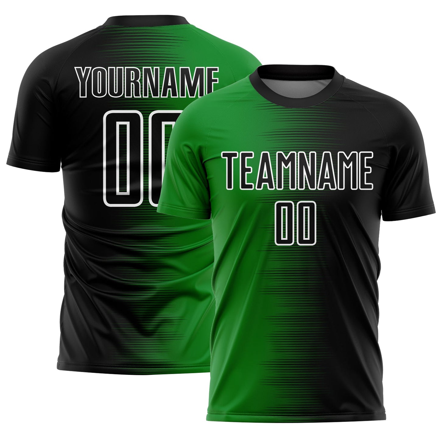 Custom Black Grass Green-White Gradient Line Sublimation Soccer Uniform Jersey - Sky-Custom
