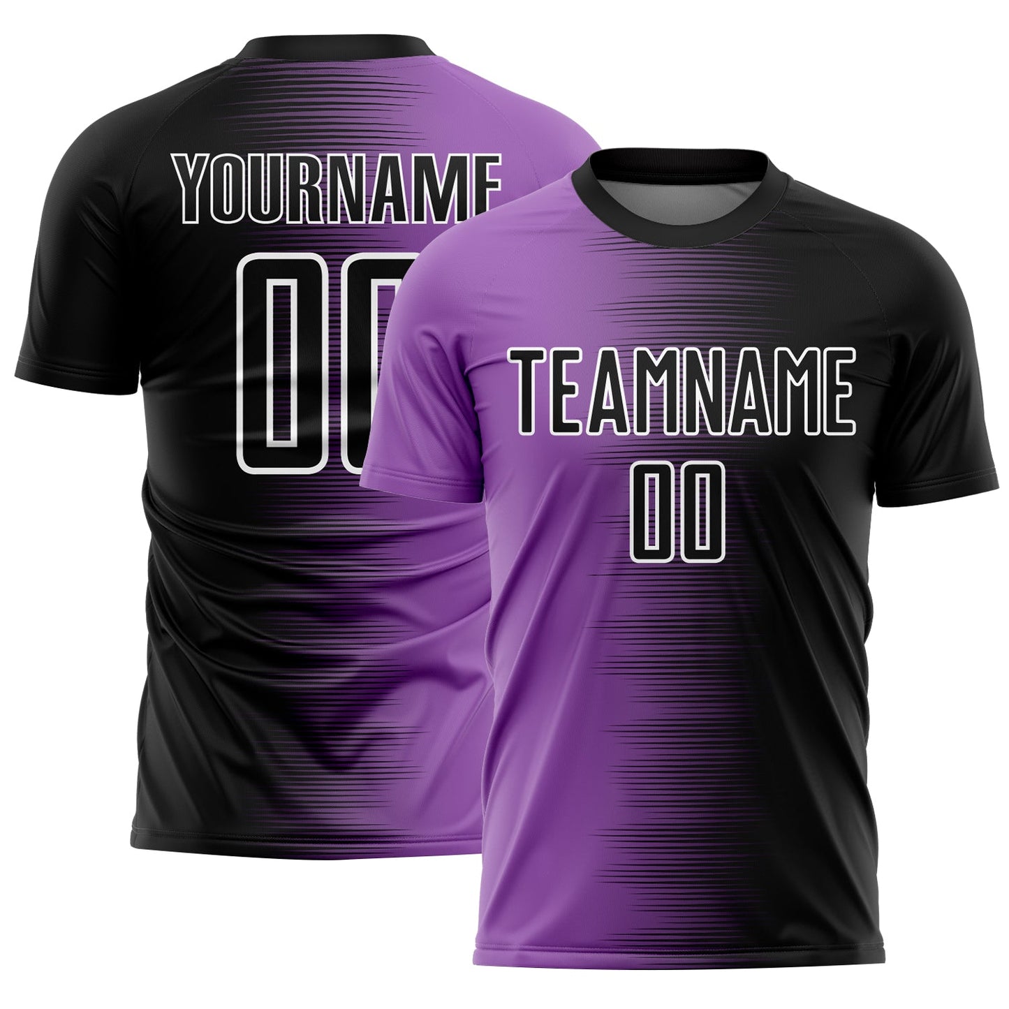 Custom Black Medium Purple-White Gradient Line Sublimation Soccer Uniform Jersey - Sky-Custom