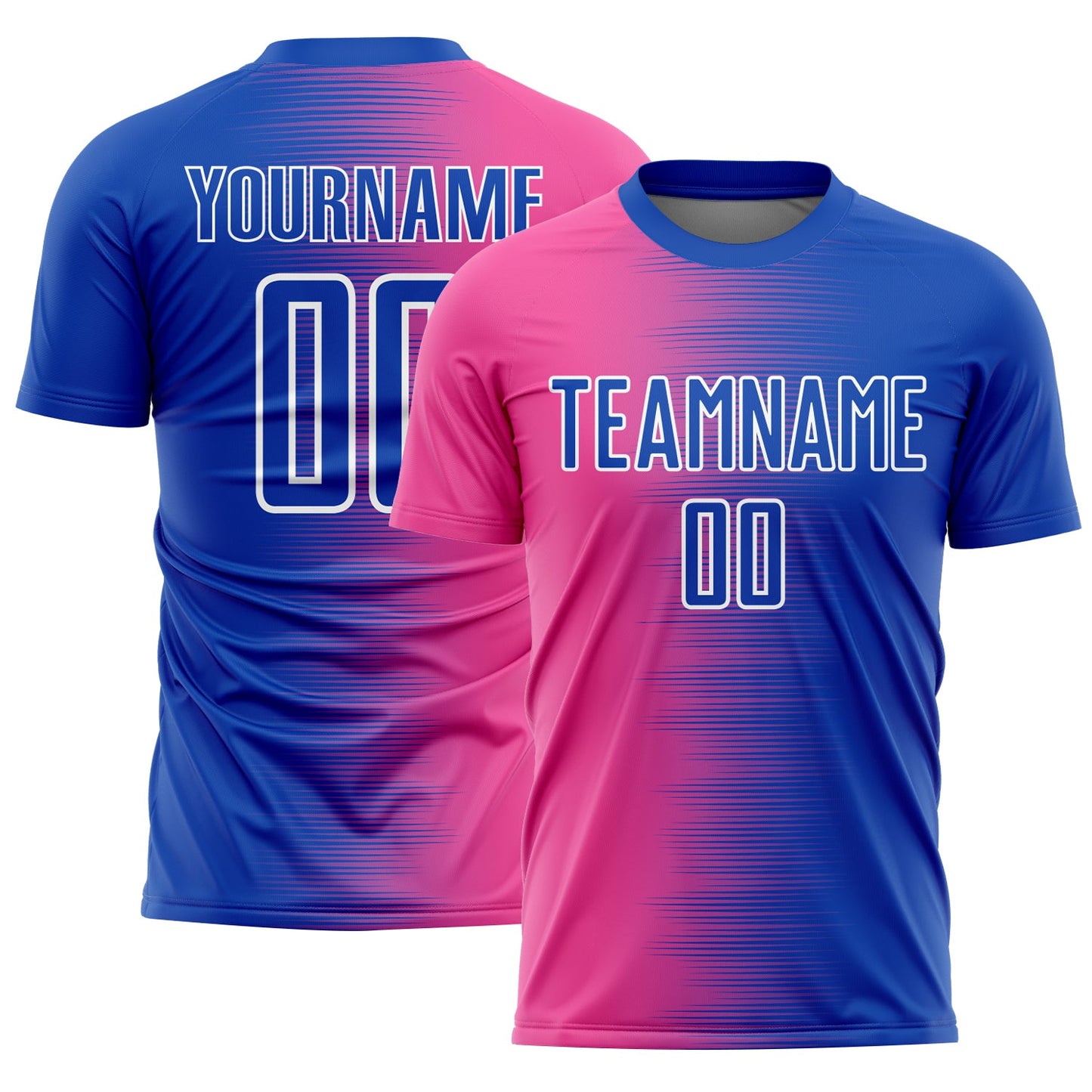 Custom Thunder Blue Pink-White Gradient Line Sublimation Soccer Uniform Jersey - Sky-Custom