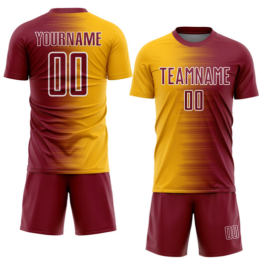 Custom Crimson Gold-White Gradient Line Sublimation Soccer Uniform Jersey - Sky-Custom