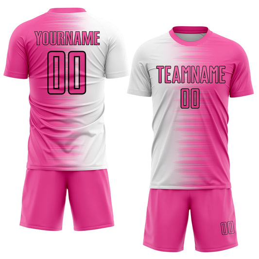 Custom Pink White-Black Gradient Line Sublimation Soccer Uniform Jersey - Sky-Custom