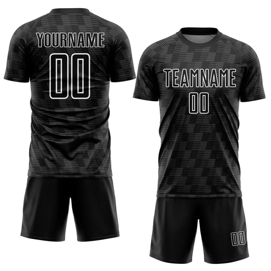 Custom Black White Line Sublimation Soccer Uniform Jersey - Sky-Custom