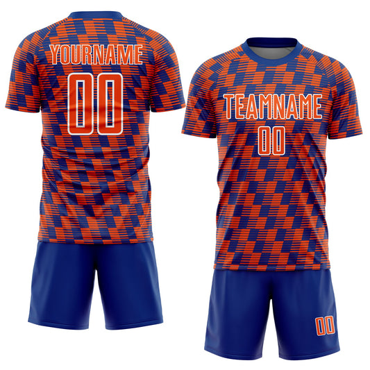 Custom Royal Orange-White Line Sublimation Soccer Uniform Jersey - Sky-Custom