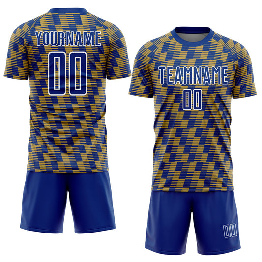 Custom Royal Old Gold-White Line Sublimation Soccer Uniform Jersey - Sky-Custom