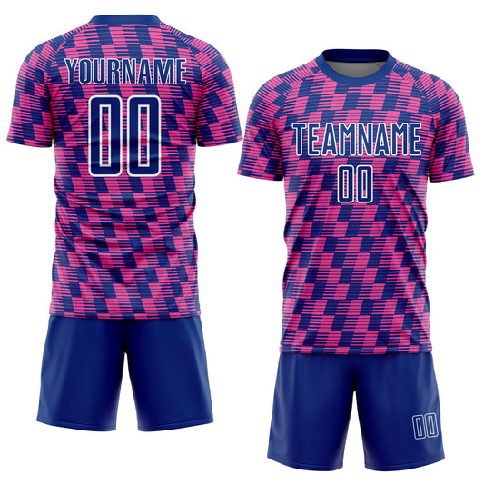 Custom Royal Pink-White Line Sublimation Soccer Uniform Jersey - Sky-Custom