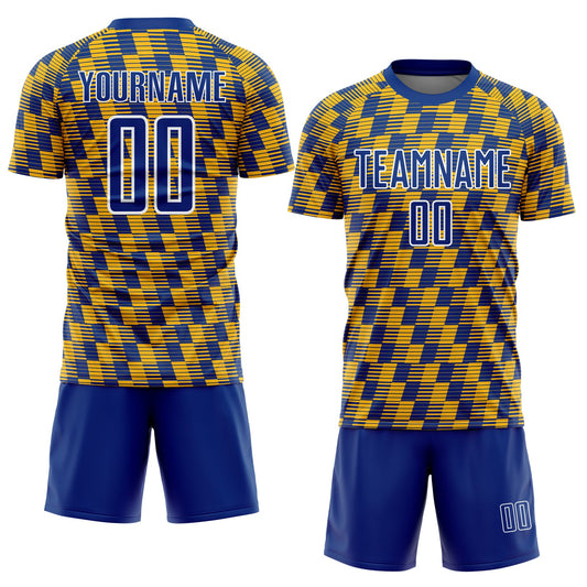 Custom Royal Gold-White Line Sublimation Soccer Uniform Jersey - Sky-Custom
