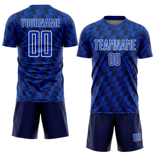 Custom Navy Thunder Blue-White Line Sublimation Soccer Uniform Jersey - Sky-Custom