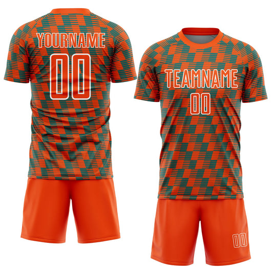 Custom Orange Teal-White Line Sublimation Soccer Uniform Jersey - Sky-Custom