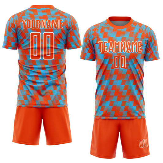 Custom Orange Sky Blue-White Line Sublimation Soccer Uniform Jersey - Sky-Custom
