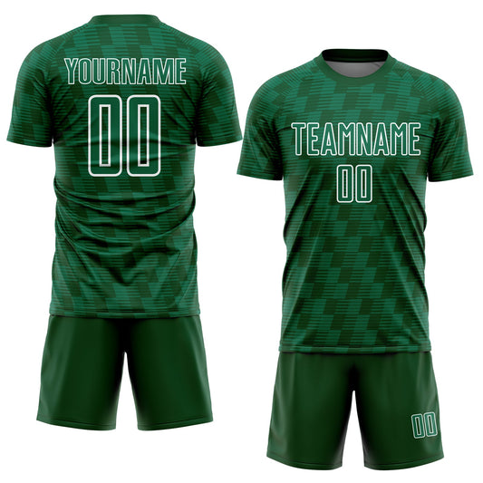 Custom Kelly Green Green-White Line Sublimation Soccer Uniform Jersey - Sky-Custom