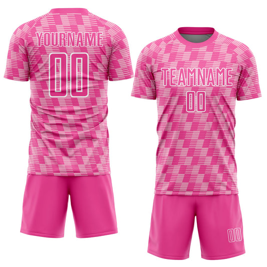 Custom Pink Light Pink-White Line Sublimation Soccer Uniform Jersey - Sky-Custom