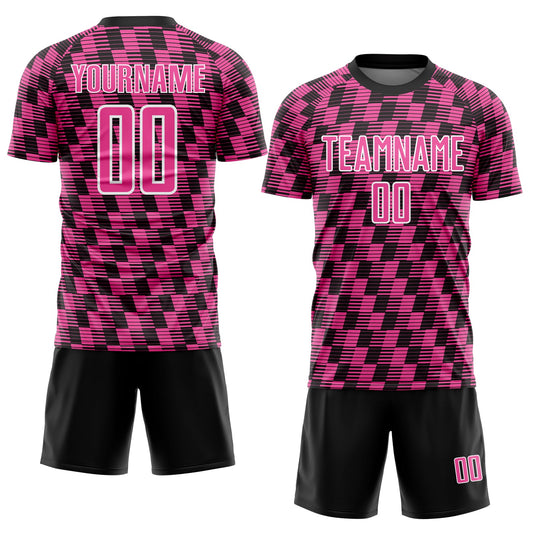 Custom Black Pink-White Line Sublimation Soccer Uniform Jersey - Sky-Custom