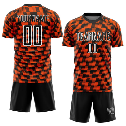 Custom Black Orange-White Line Sublimation Soccer Uniform Jersey - Sky-Custom