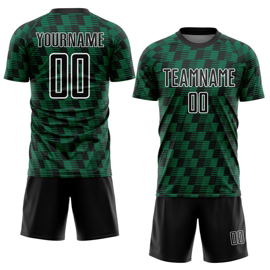 Custom Black Kelly Green-White Line Sublimation Soccer Uniform Jersey - Sky-Custom