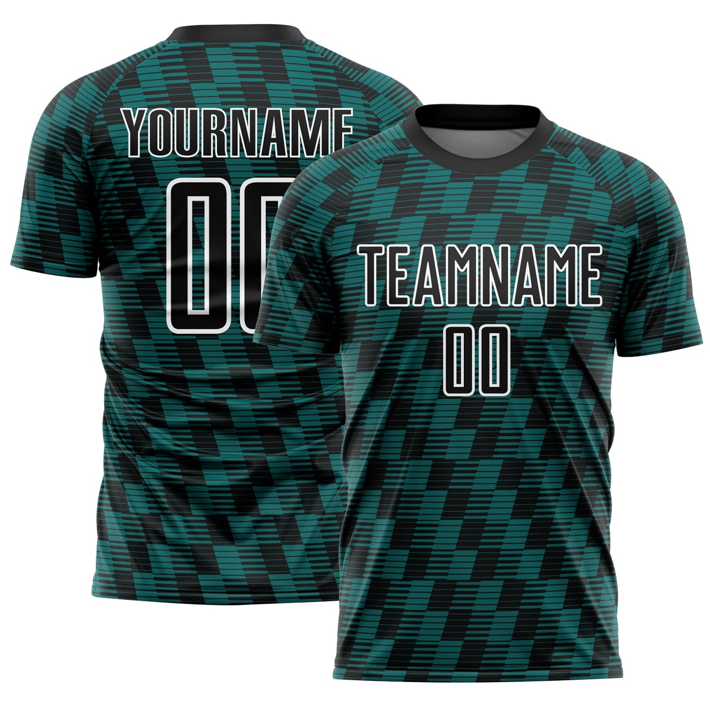 Custom Black Teal-White Line Sublimation Soccer Uniform Jersey - Sky-Custom