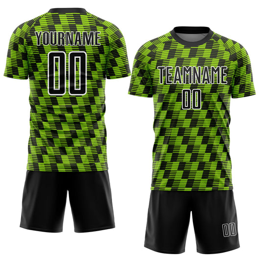 Custom Black Neon Green-White Line Sublimation Soccer Uniform Jersey - Sky-Custom