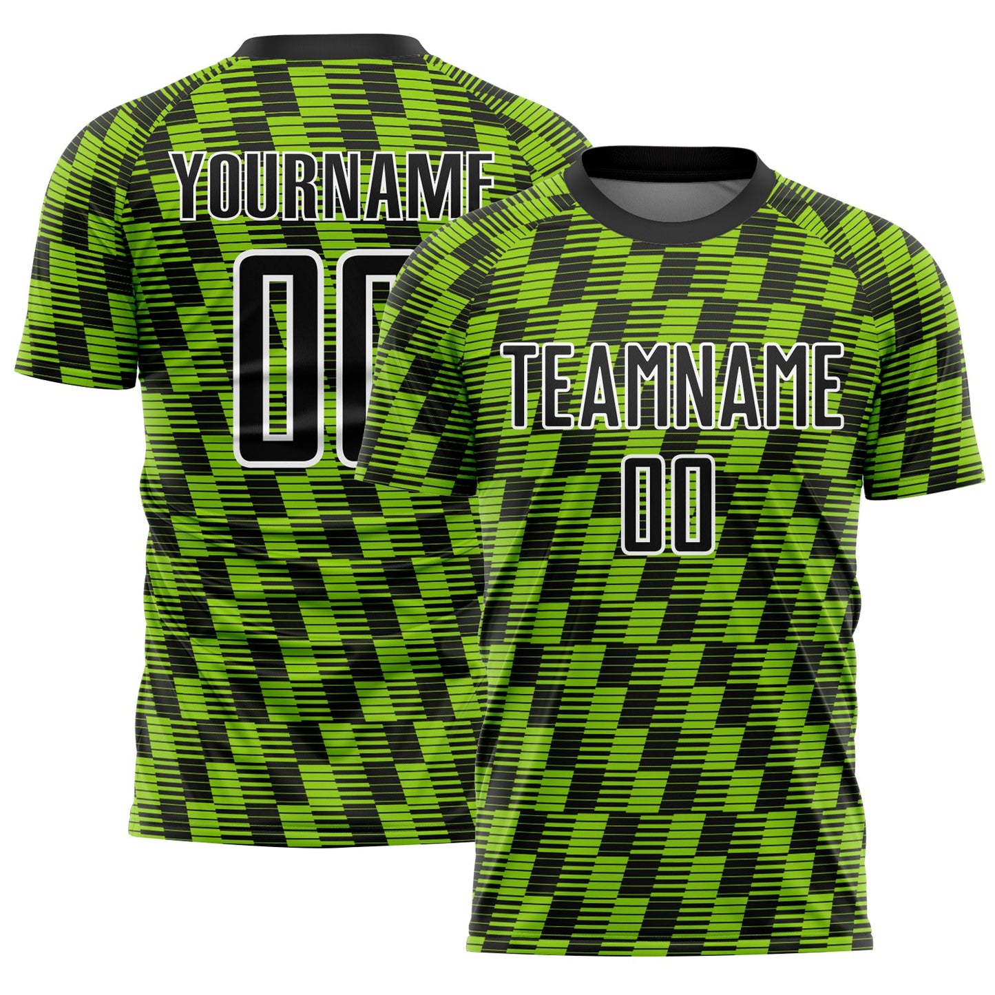 Custom Black Neon Green-White Line Sublimation Soccer Uniform Jersey - Sky-Custom