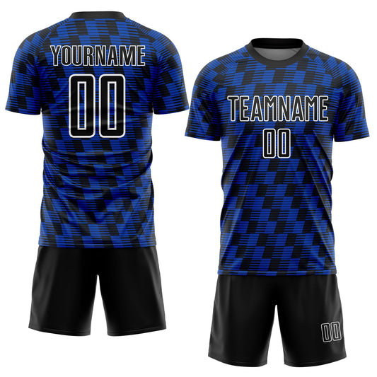 Custom Black Thunder Blue-White Line Sublimation Soccer Uniform Jersey - Sky-Custom