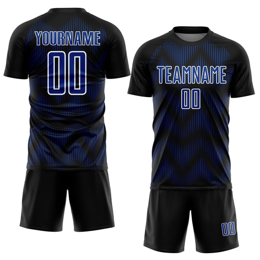 Custom Black Royal-White Line Sublimation Soccer Uniform Jersey - Sky-Custom