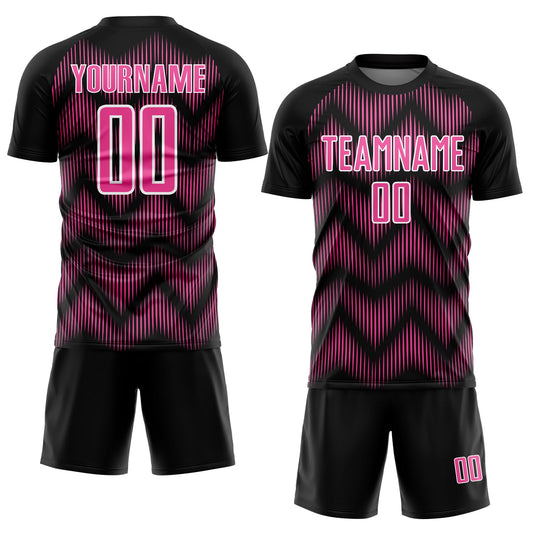 Custom Black Pink-White Line Sublimation Soccer Uniform Jersey - Sky-Custom