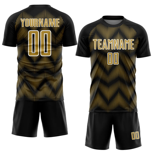 Custom Black Old Gold-White Line Sublimation Soccer Uniform Jersey - Sky-Custom