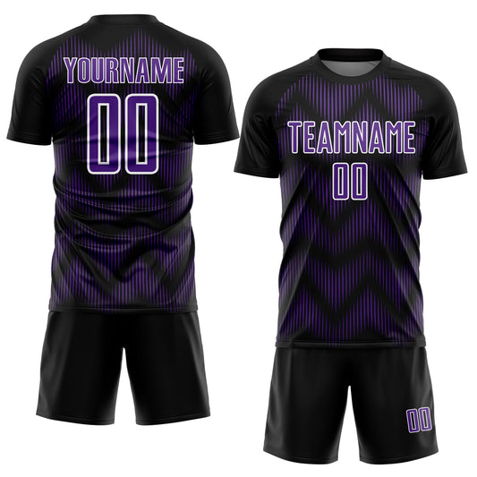 Custom Black Purple-White Line Sublimation Soccer Uniform Jersey - Sky-Custom