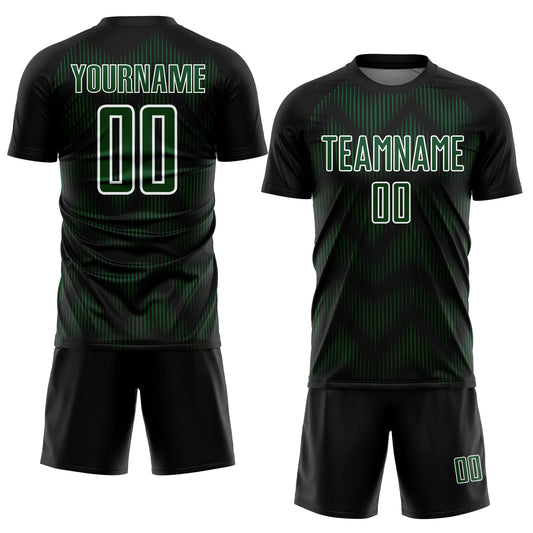 Custom Black Green-White Line Sublimation Soccer Uniform Jersey - Sky-Custom