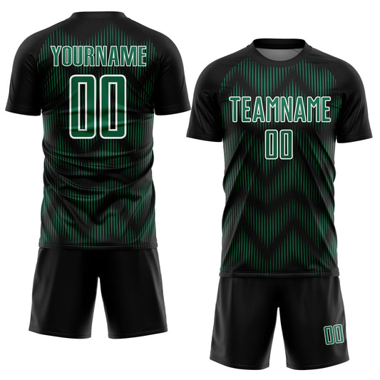 Custom Black Kelly Green-White Line Sublimation Soccer Uniform Jersey - Sky-Custom
