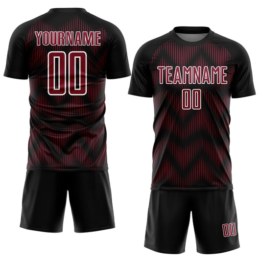 Custom Black Crimson-White Line Sublimation Soccer Uniform Jersey - Sky-Custom