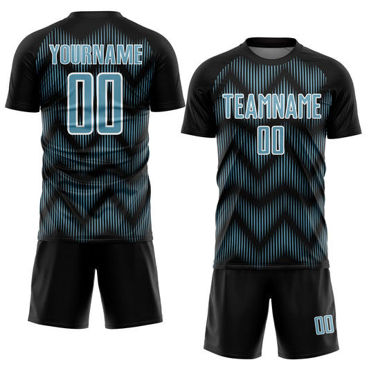 Custom Black Shadow Blue-White Line Sublimation Soccer Uniform Jersey - Sky-Custom