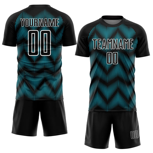 Custom Black Lakes Blue-White Line Sublimation Soccer Uniform Jersey - Sky-Custom