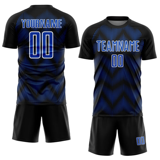 Custom Black Thunder Blue-White Line Sublimation Soccer Uniform Jersey - Sky-Custom