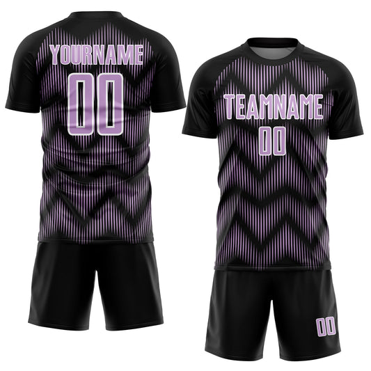 Custom Black Light Purple-White Line Sublimation Soccer Uniform Jersey - Sky-Custom