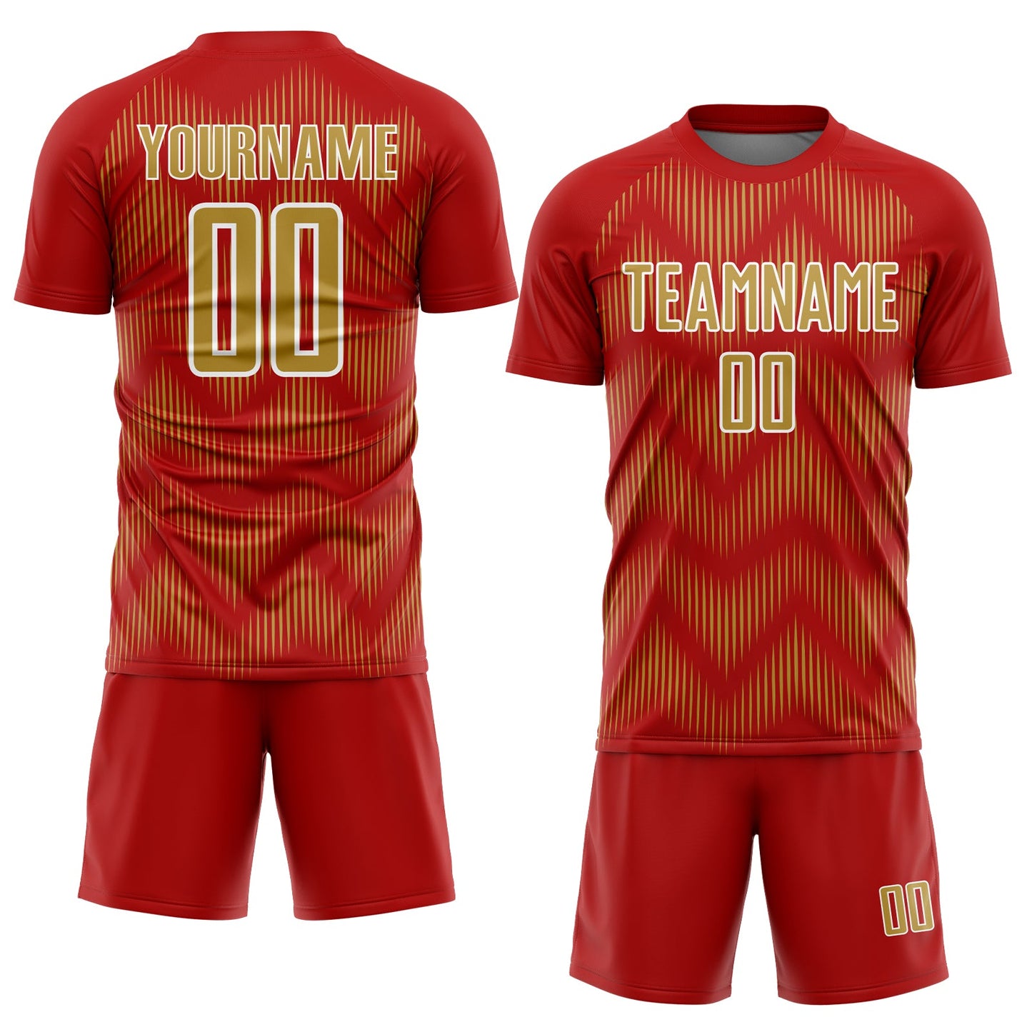 Custom Red Old Gold-White Line Sublimation Soccer Uniform Jersey - Sky-Custom