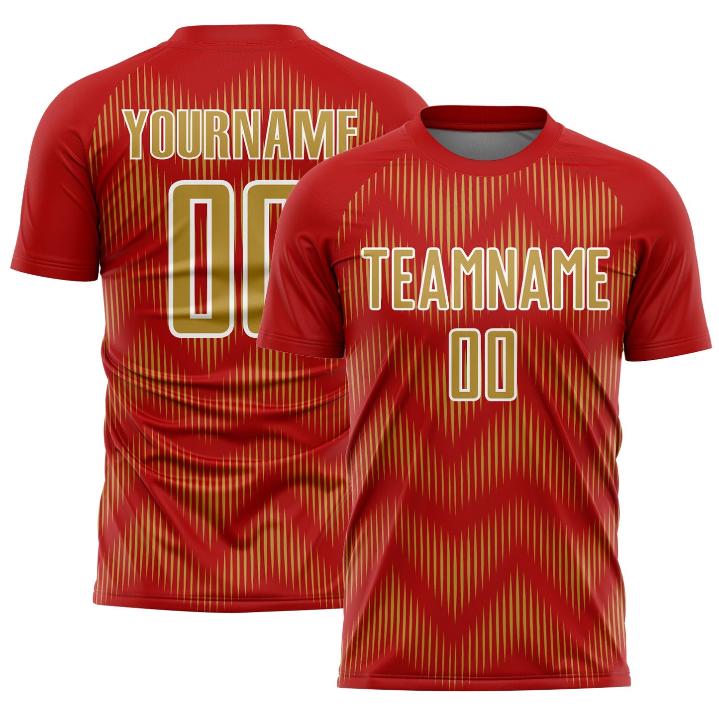 Custom Red Old Gold-White Line Sublimation Soccer Uniform Jersey - Sky-Custom