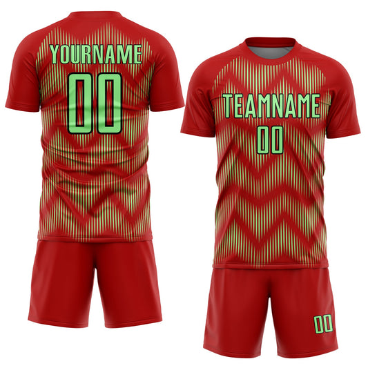 Custom Red Pea Green-Black Line Sublimation Soccer Uniform Jersey - Sky-Custom