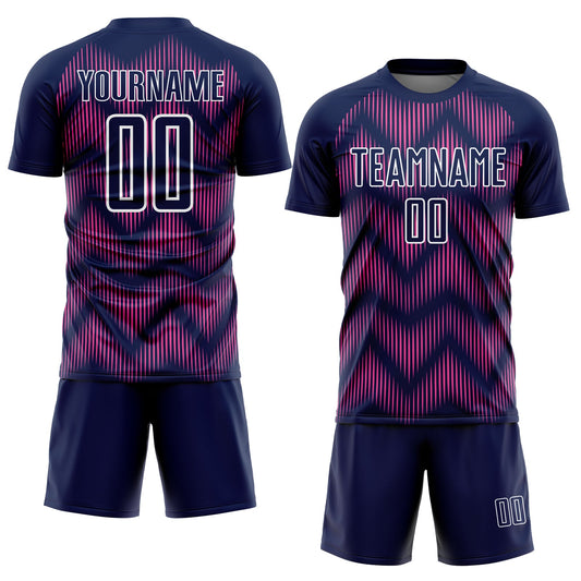 Custom Navy Pink-White Line Sublimation Soccer Uniform Jersey - Sky-Custom