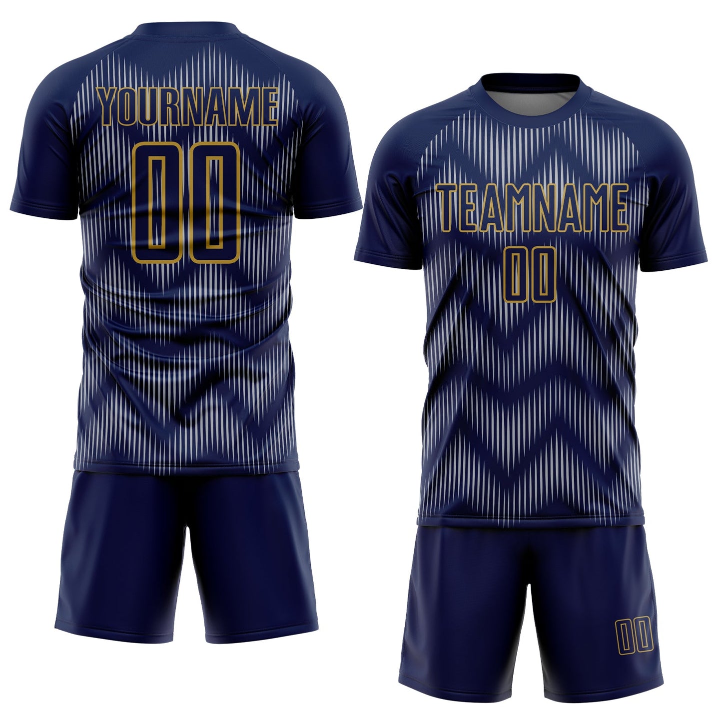Custom Navy Gray-Old Gold Line Sublimation Soccer Uniform Jersey - Sky-Custom