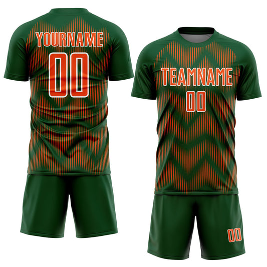Custom Green Orange-White Line Sublimation Soccer Uniform Jersey - Sky-Custom