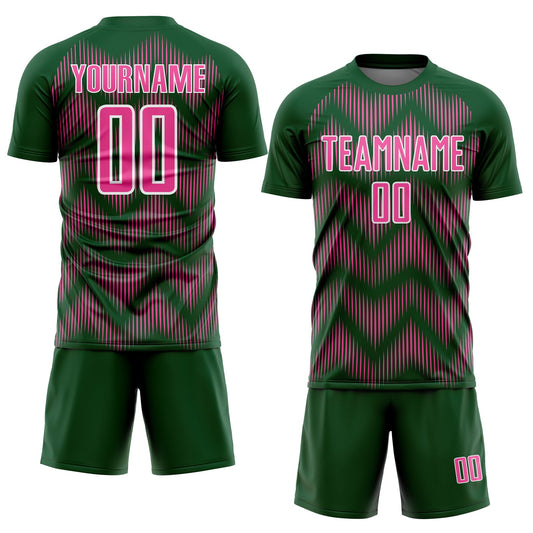 Custom Green Pink-White Line Sublimation Soccer Uniform Jersey - Sky-Custom
