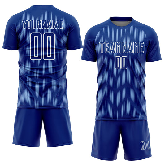 Custom Royal Light Blue-White Line Sublimation Soccer Uniform Jersey - Sky-Custom