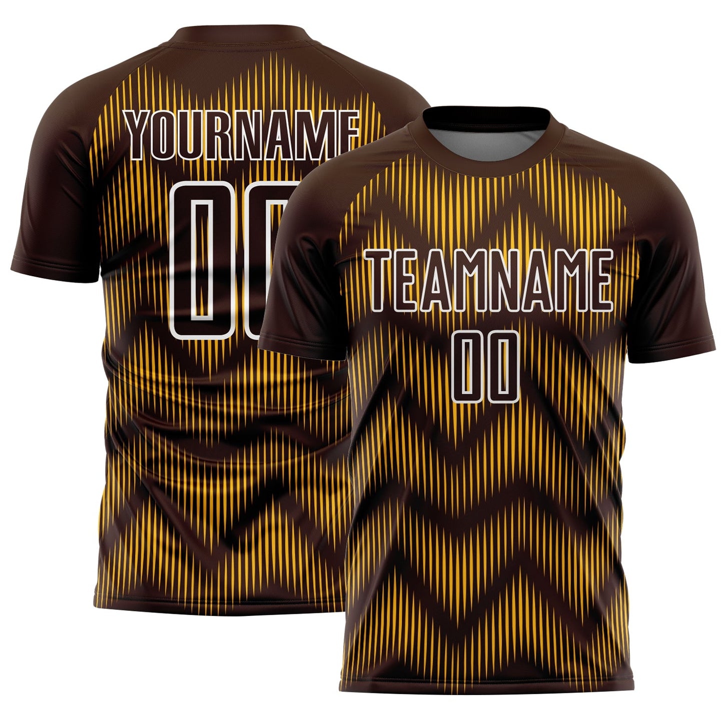 Custom Brown Gold-White Line Sublimation Soccer Uniform Jersey - Sky-Custom