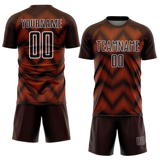 Custom Brown Orange-White Line Sublimation Soccer Uniform Jersey - Sky-Custom