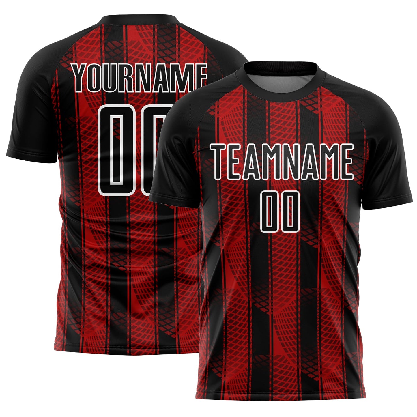Custom Black Red-White Abstract Network Sublimation Soccer Uniform Jersey - Sky-Custom