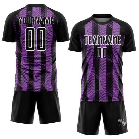 Custom Black Medium Purple-White Abstract Network Sublimation Soccer Uniform Jersey - Sky-Custom