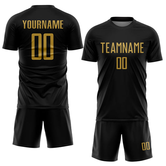 Custom Black Old Gold Sublimation Soccer Uniform Jersey - Sky-Custom