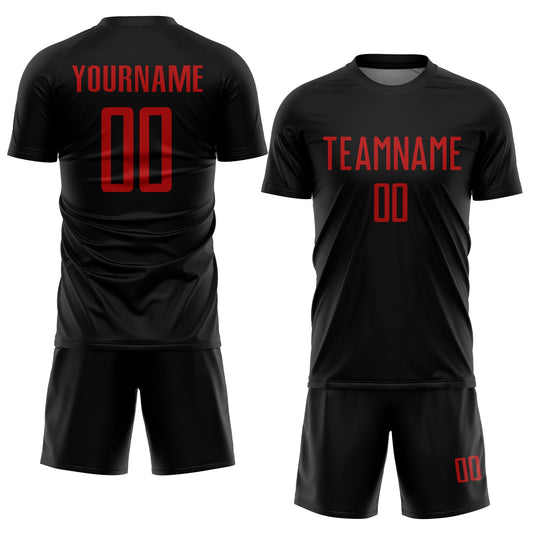 Custom Black Red Sublimation Soccer Uniform Jersey - Sky-Custom