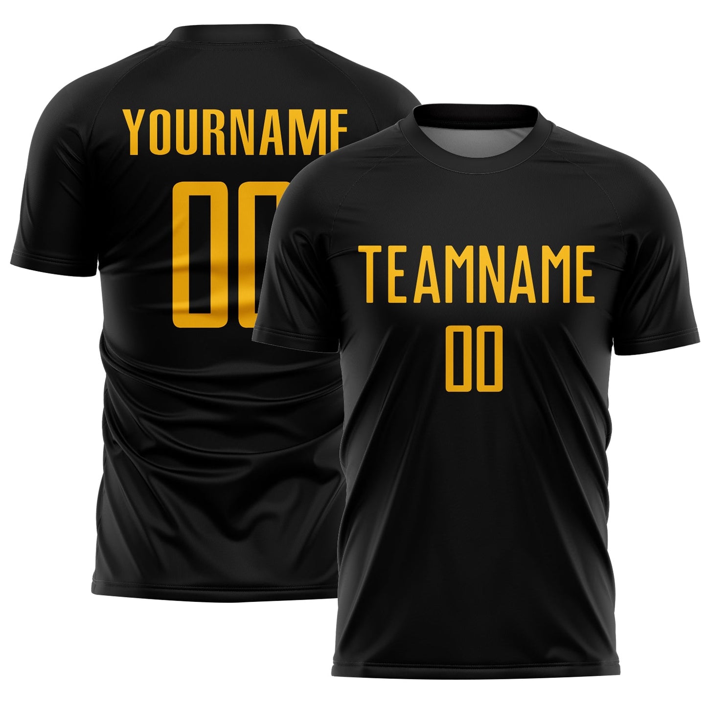 Custom Black Gold Sublimation Soccer Uniform Jersey - Sky-Custom