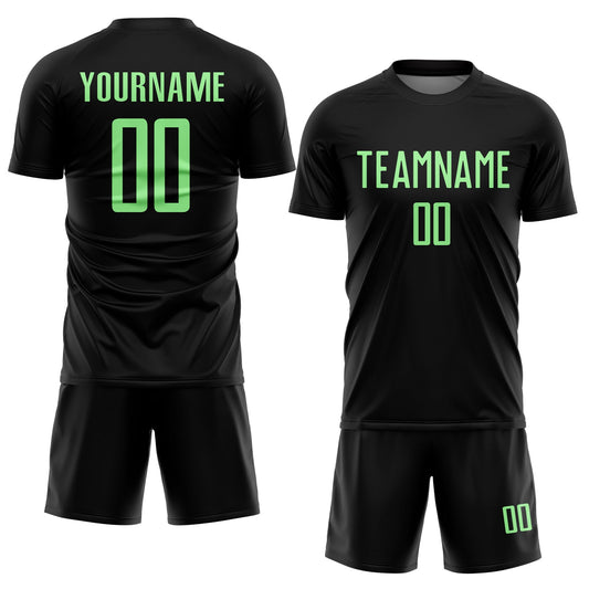 Custom Black Pea Green Sublimation Soccer Uniform Jersey - Sky-Custom
