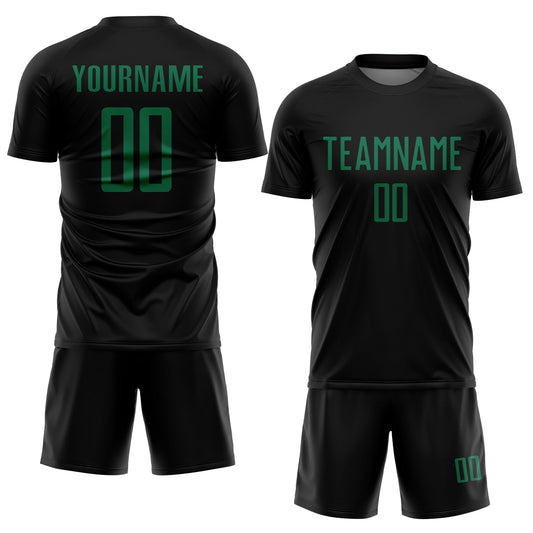 Custom Black Kelly Green Sublimation Soccer Uniform Jersey - Sky-Custom